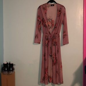 Floral see through long coat